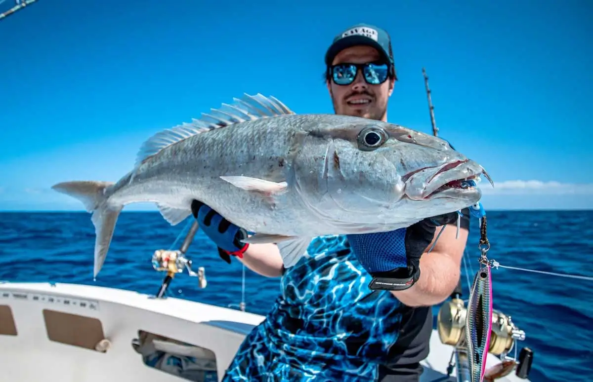 Belle prise de carangue GT en pêche au gros à Rodrigues